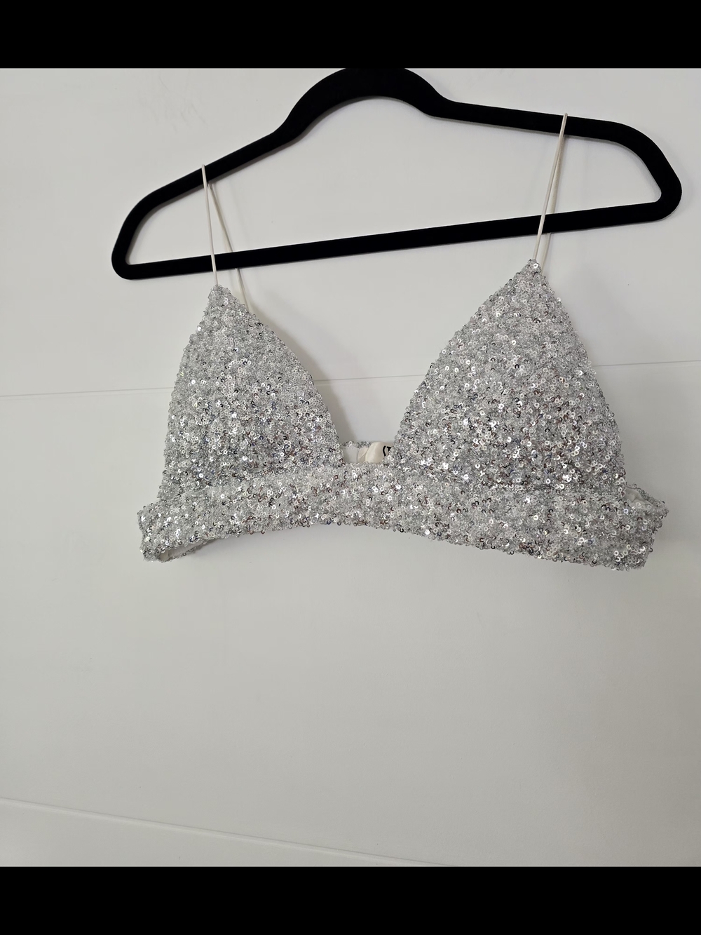 STEPS New York Silver Sequin Bralette Crop Top - Size M